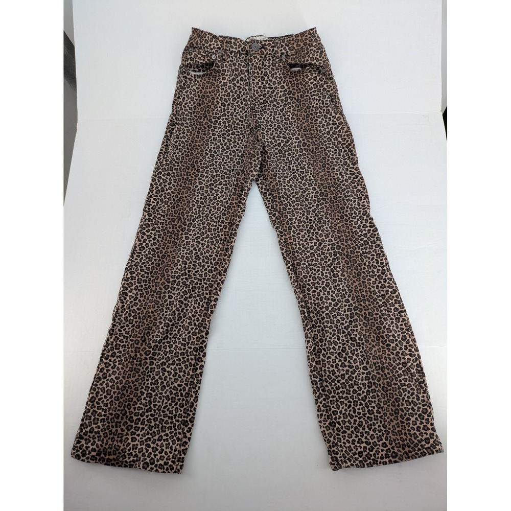 Love Cult Denim Pants Womens 5  Leopard Print Straight Leg Stretch Cheetah Jeans